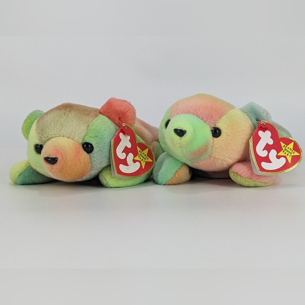 Ty Beanie Baby Sammy Tie-dye Multicoloured Bears (Lot of 2)